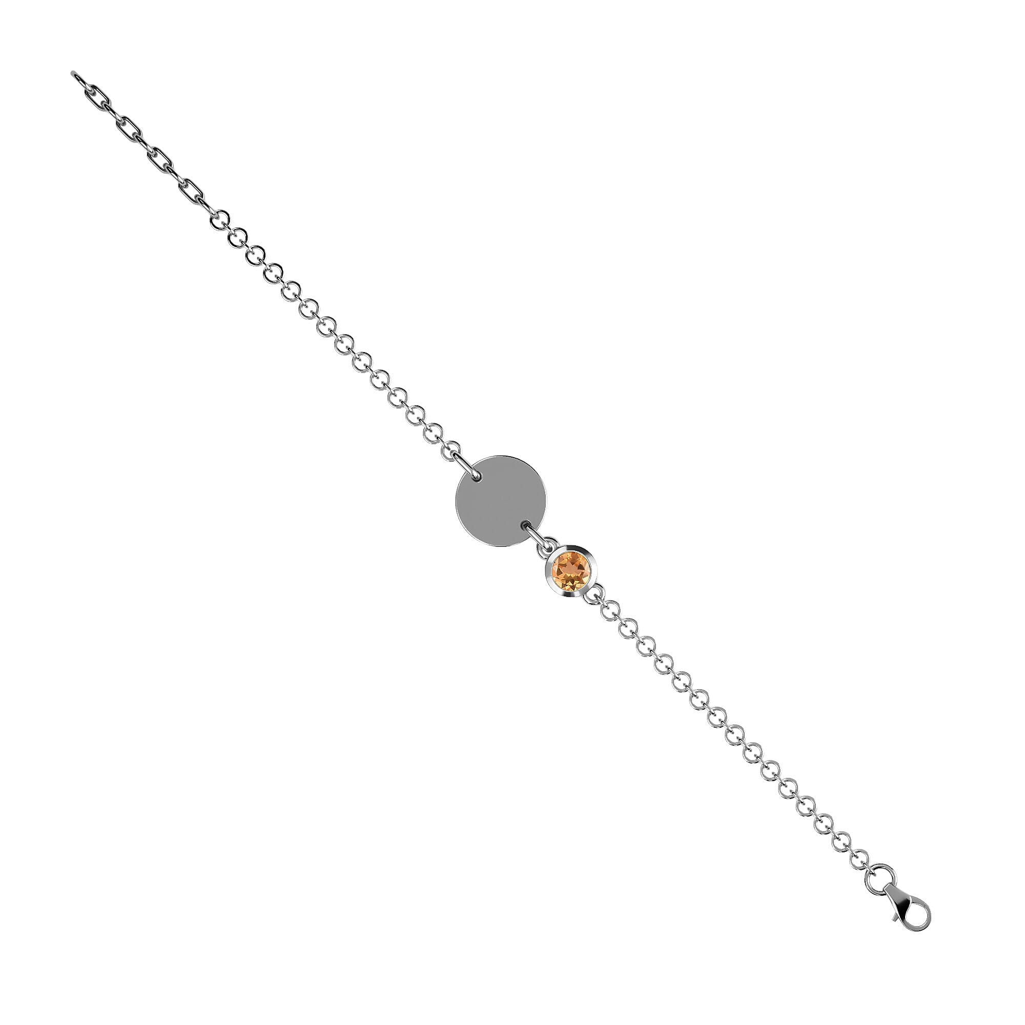 Citrine Bracelet (Size 5 with 1 inch Extender) in Platinum Overlay Sterling Silver, Silver Wt 5.02 Gms