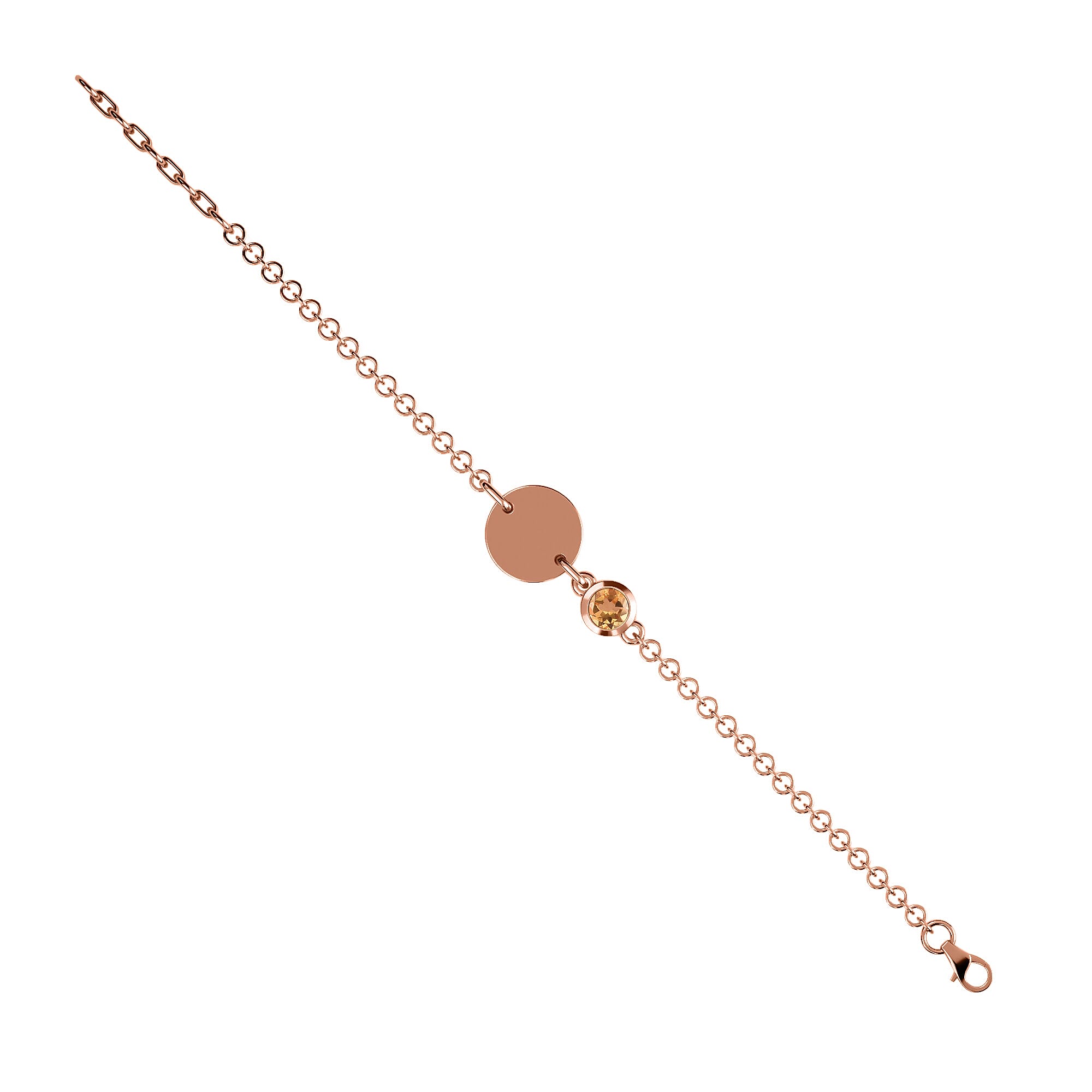 Citrine Bracelet (Size 6 with Extender) in Rose Gold Overlay Sterling Silver