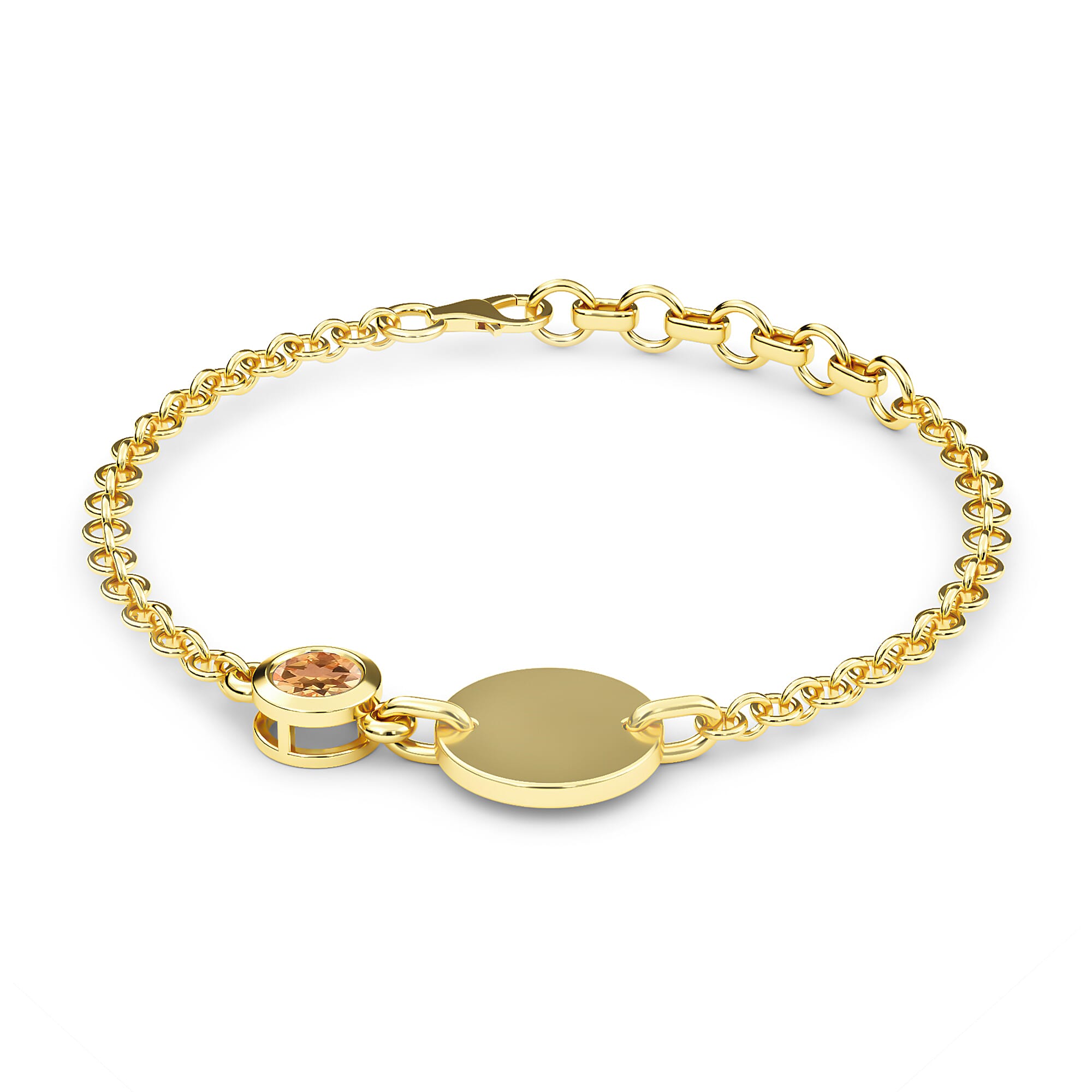 Citrine Bracelet (Size 6.5 with 1 inch Extender ) in 14K Gold Overlay Sterling Silver.