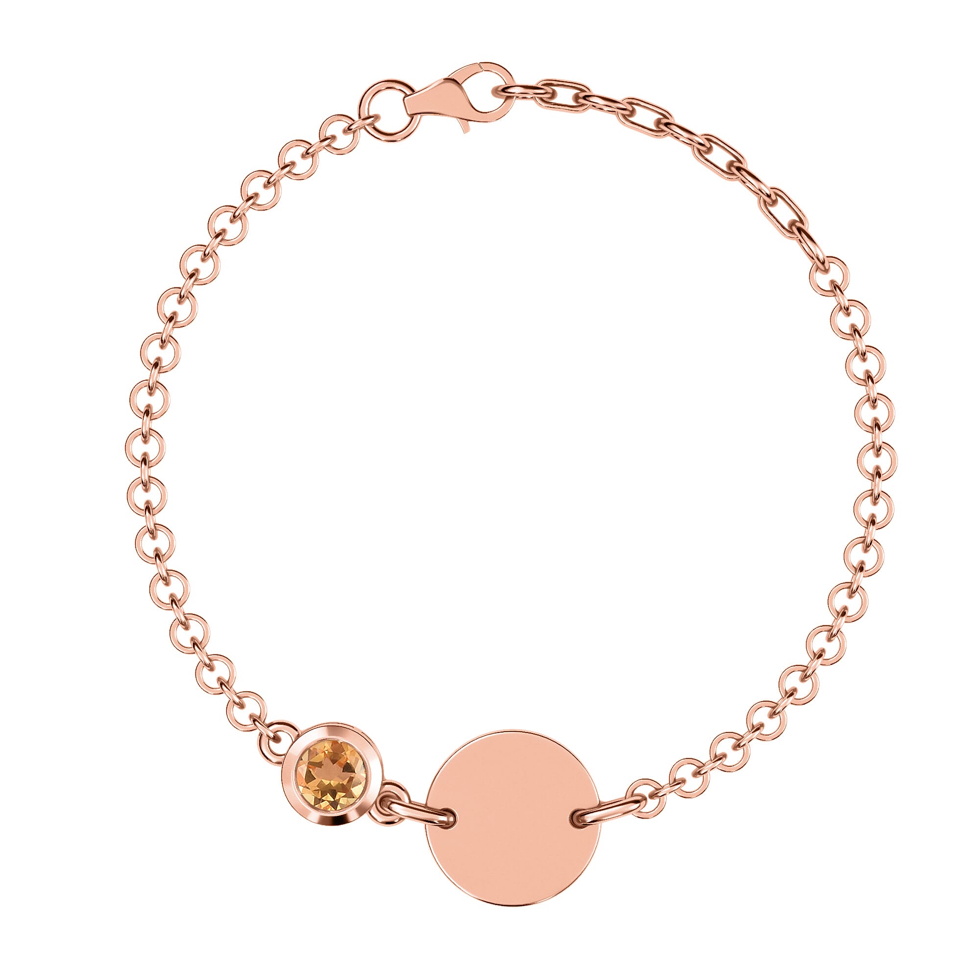 Citrine Bracelet (Size 6.5 with 1 inch Extender) in Rose Gold Overlay Sterling Silver