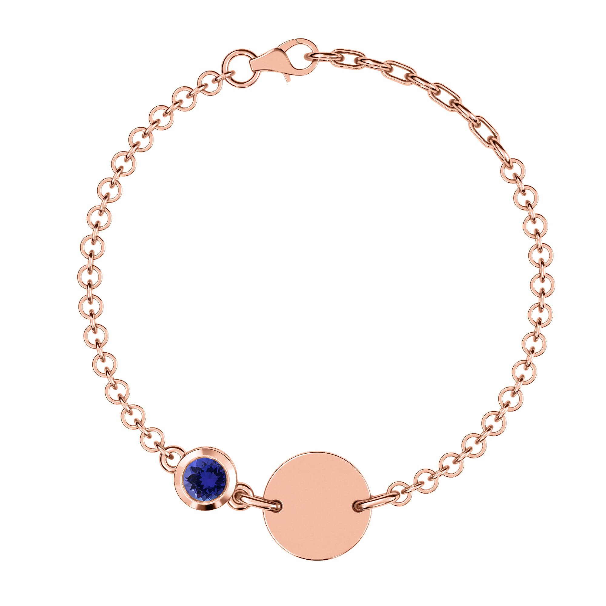 Tanzanite Bracelet (Size 5 with 1 inch Extender) in Rose Gold Overlay Sterling Silver 0.44 Ct.