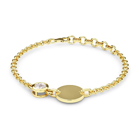 Diamond Bracelet (Size 5 with 1 Inch Extender) in 14K Gold Overlay Sterling Silver, Silver Wt 5.46 Gms