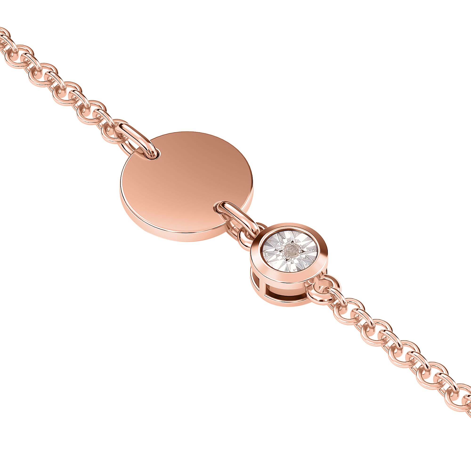 Diamond Bracelet (Size 6 with Extender) in Rose Gold Overlay Sterling Silver
