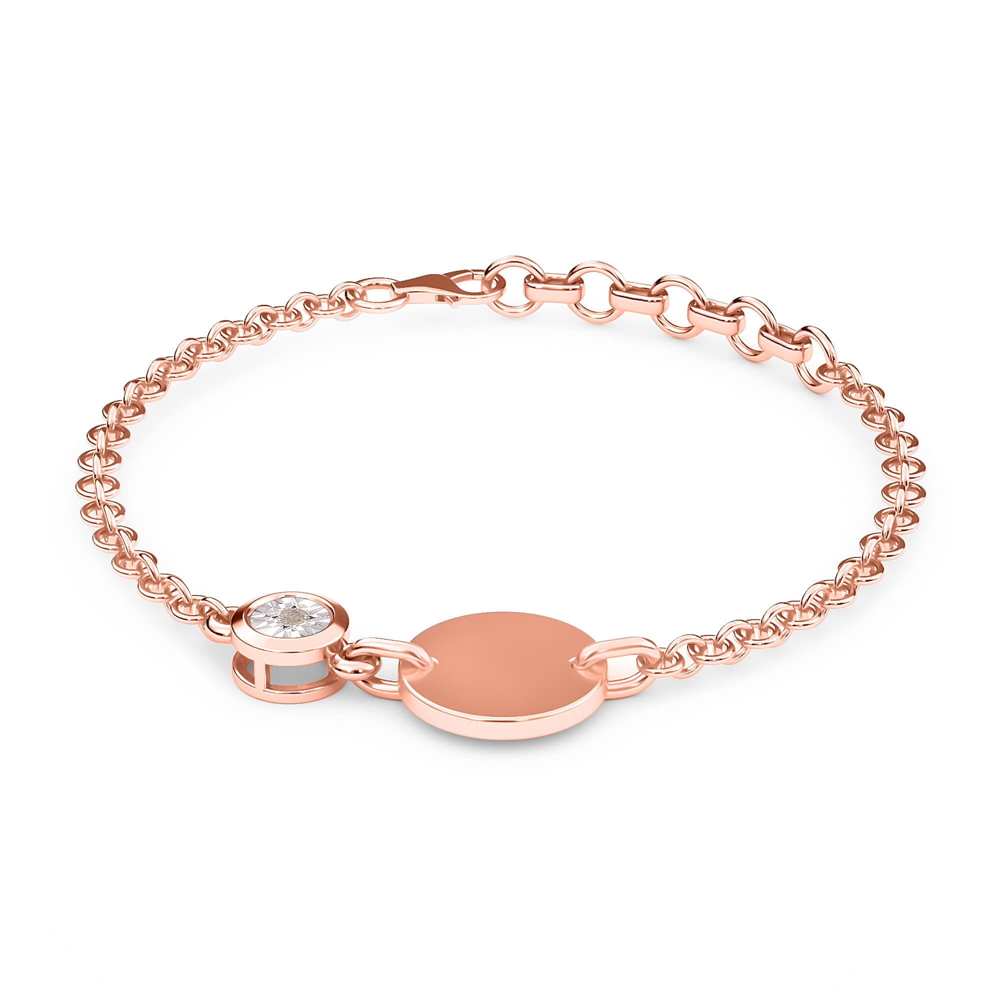 Diamond Bracelet (Size 6.5 with Extender) in Rose Gold Overlay Sterling Silver