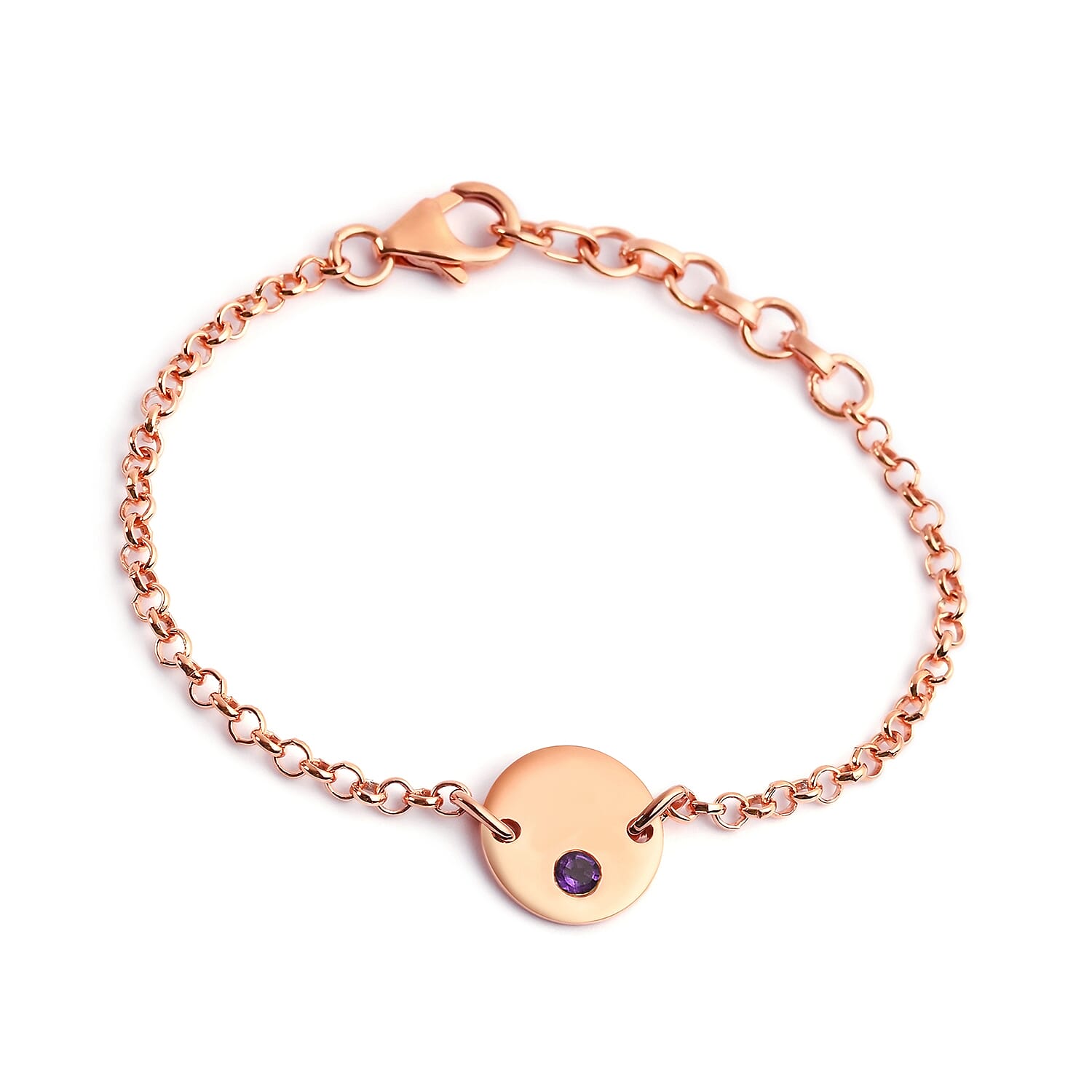 Amethyst Bracelet (Size 6 with Extender) in Rose Gold Overlay Sterling Silver