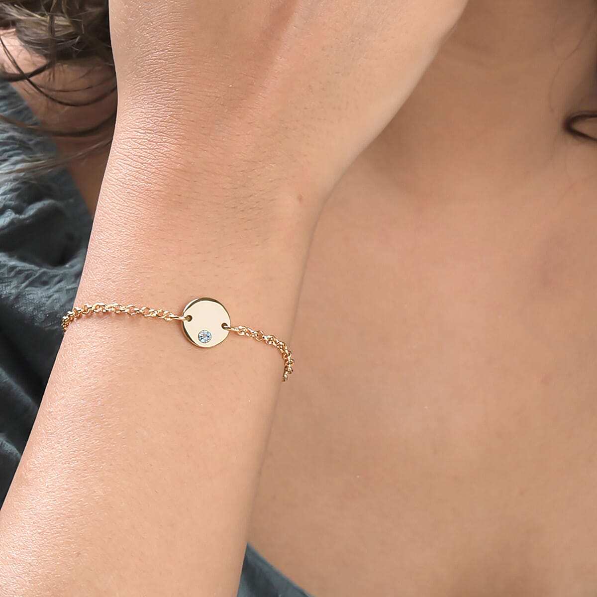 Espirito Santo Aquamarine Bracelet (Size 6 with Extender) in 14K Gold Overlay Sterling Silver