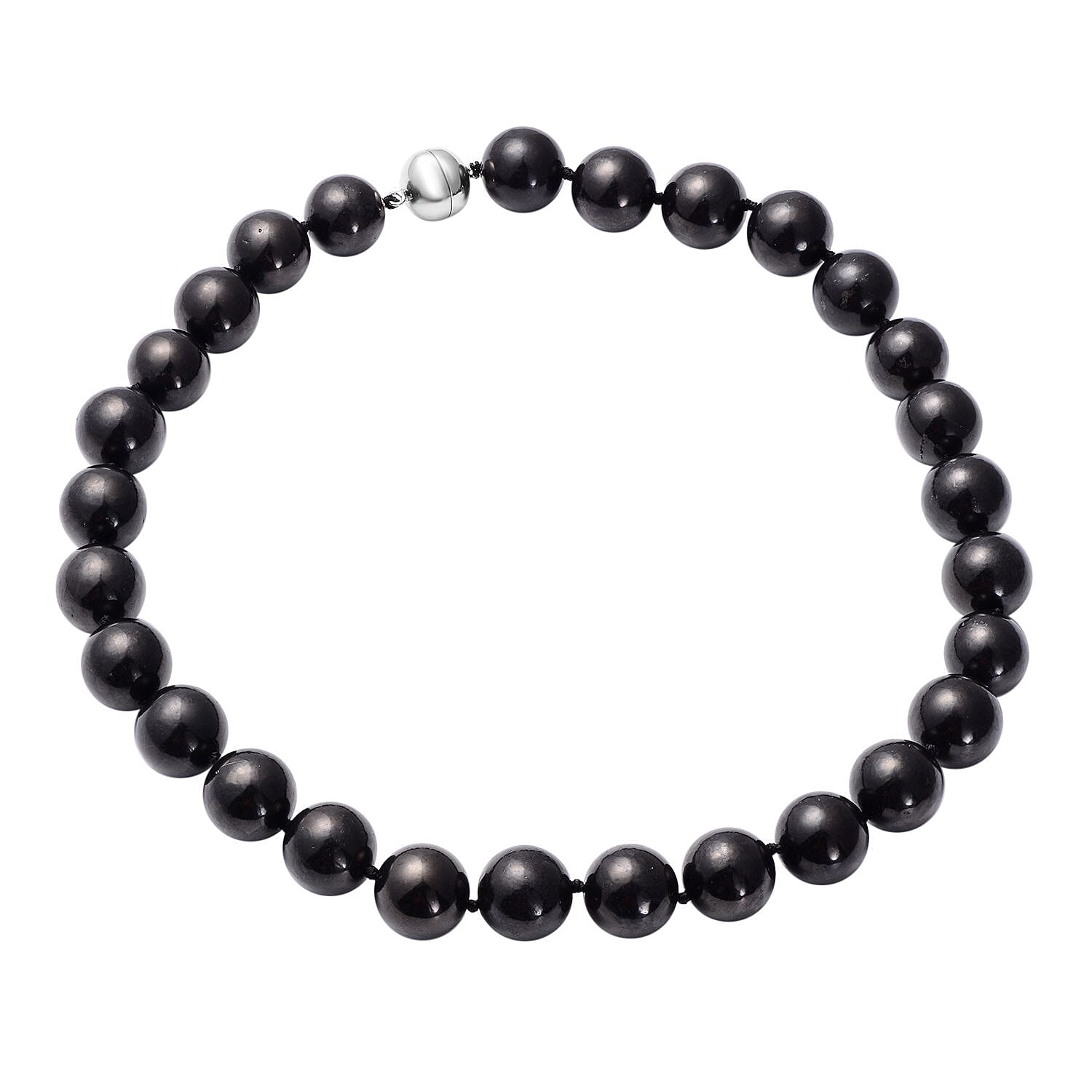 Gem Treasures - Shungite Necklace (Size - 20) in Rhodium Overlay Sterling Silver with Magnetic Clasp 735.50 Ct.