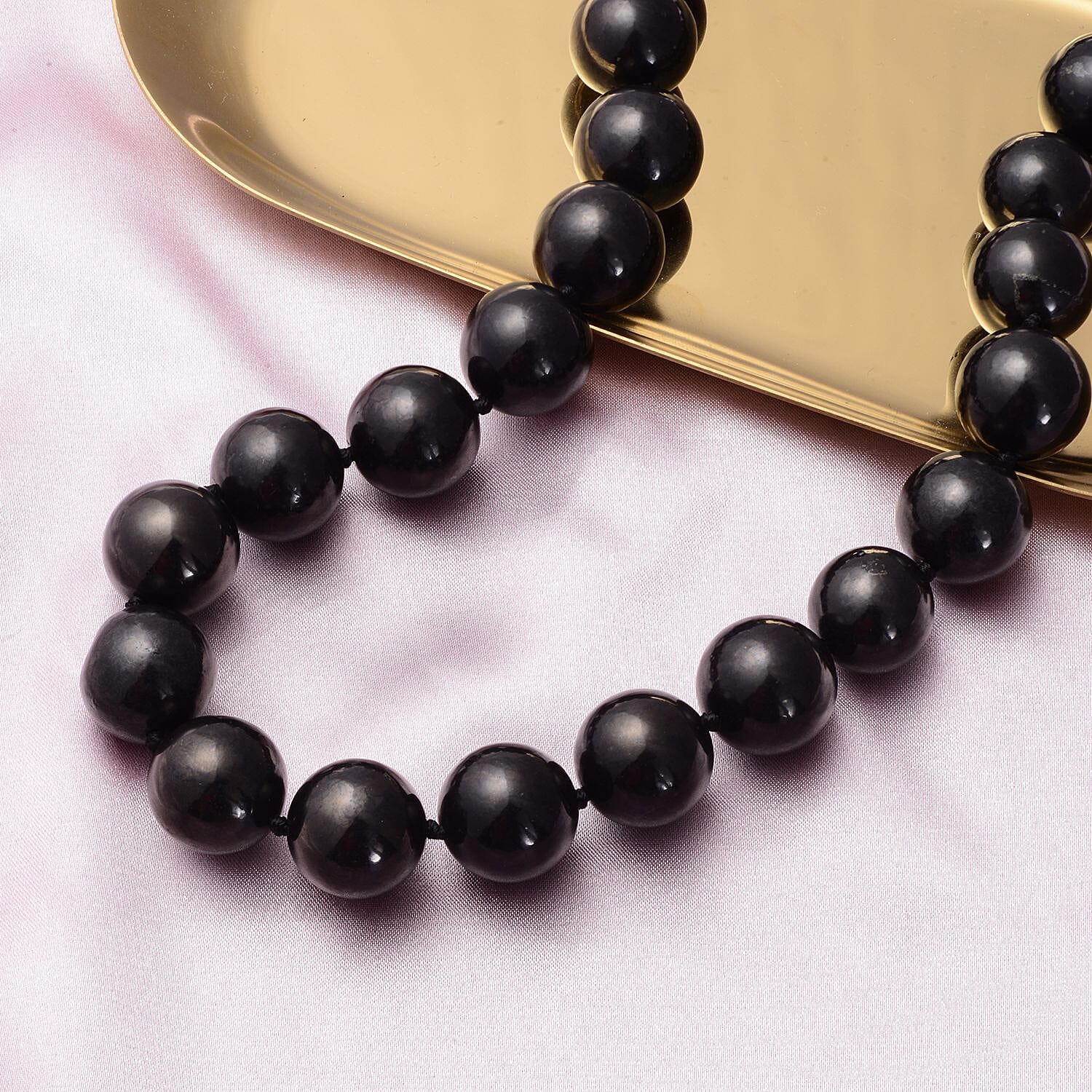 Gem Treasures - Shungite Necklace (Size - 20) in Rhodium Overlay Sterling Silver with Magnetic Clasp 735.50 Ct.