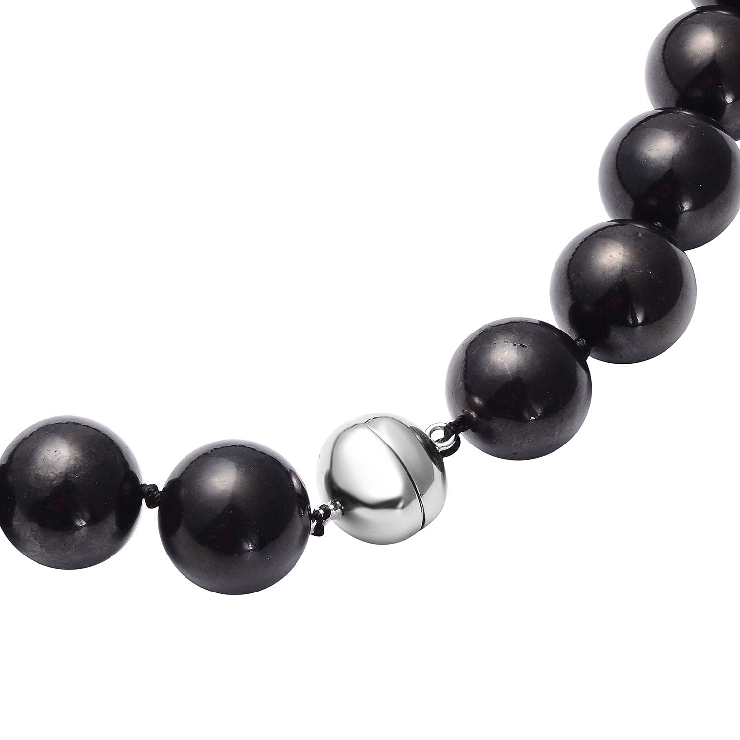Gem Treasures - Shungite Necklace (Size - 20) in Rhodium Overlay Sterling Silver with Magnetic Clasp 735.50 Ct.