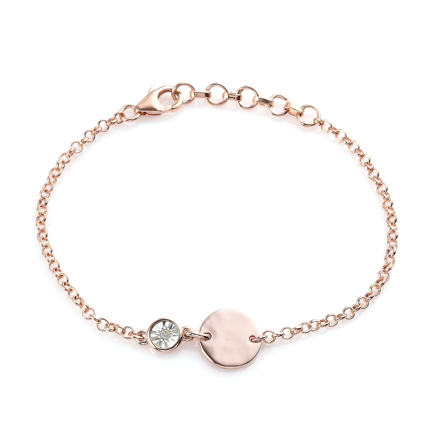 Diamond Bracelet (Size 6 with Extender) in Rose Gold Overlay Sterling Silver