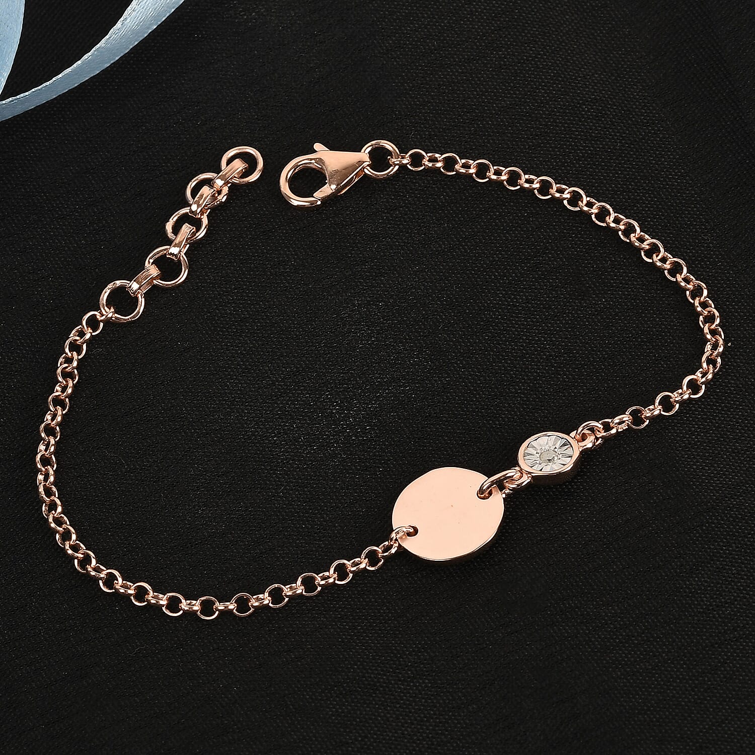 Diamond Bracelet (Size 6 with Extender) in Rose Gold Overlay Sterling Silver