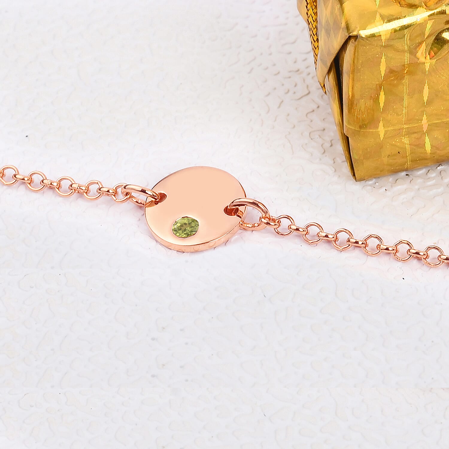 Hebei Peridot Bracelet (Size 6 with Extender) in Rose Gold Overlay Sterling Silver