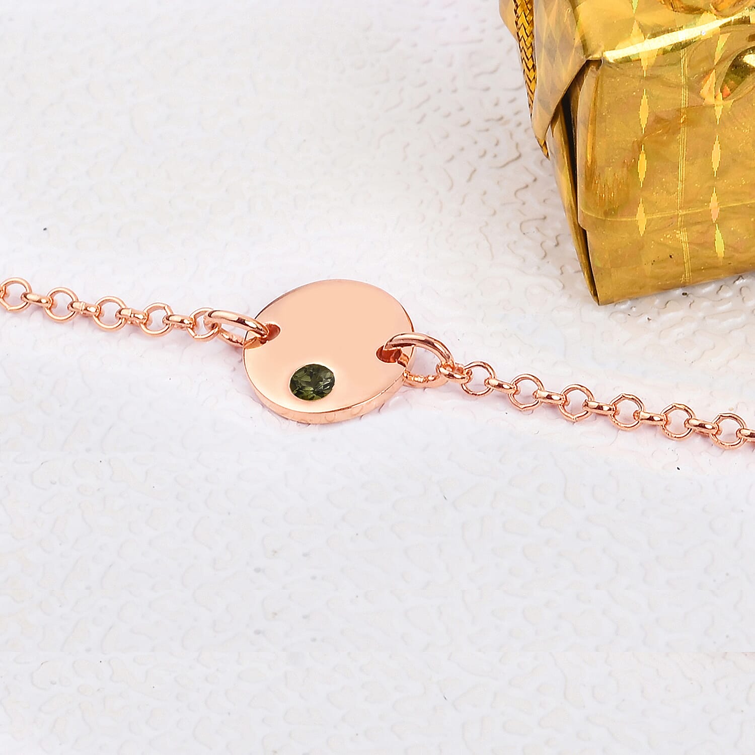 Green Tourmaline Bracelet (Size 7.5 with Extender) in Rose Gold Overlay Sterling Silver