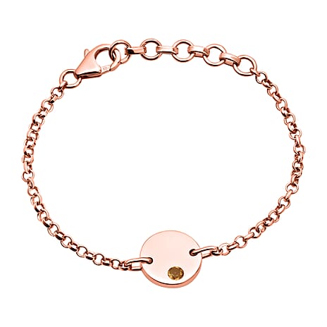 Citrine Bracelet (Size 6 With Extender) in Rose Gold Overlay Sterling Silver