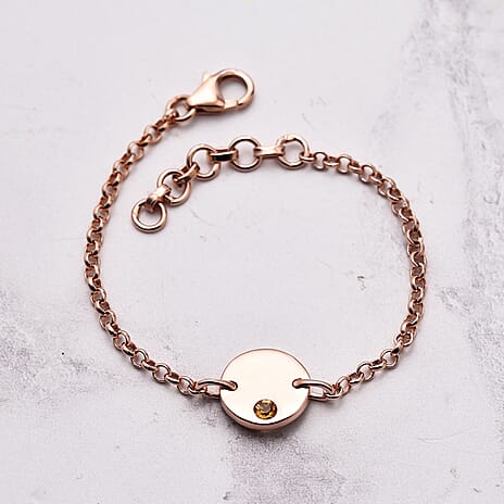 Citrine Bracelet (Size 6 With Extender) in Rose Gold Overlay Sterling Silver