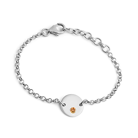 Citrine Bracelet (Size 6 with Extender) in Platinum Plated Sterling Silver