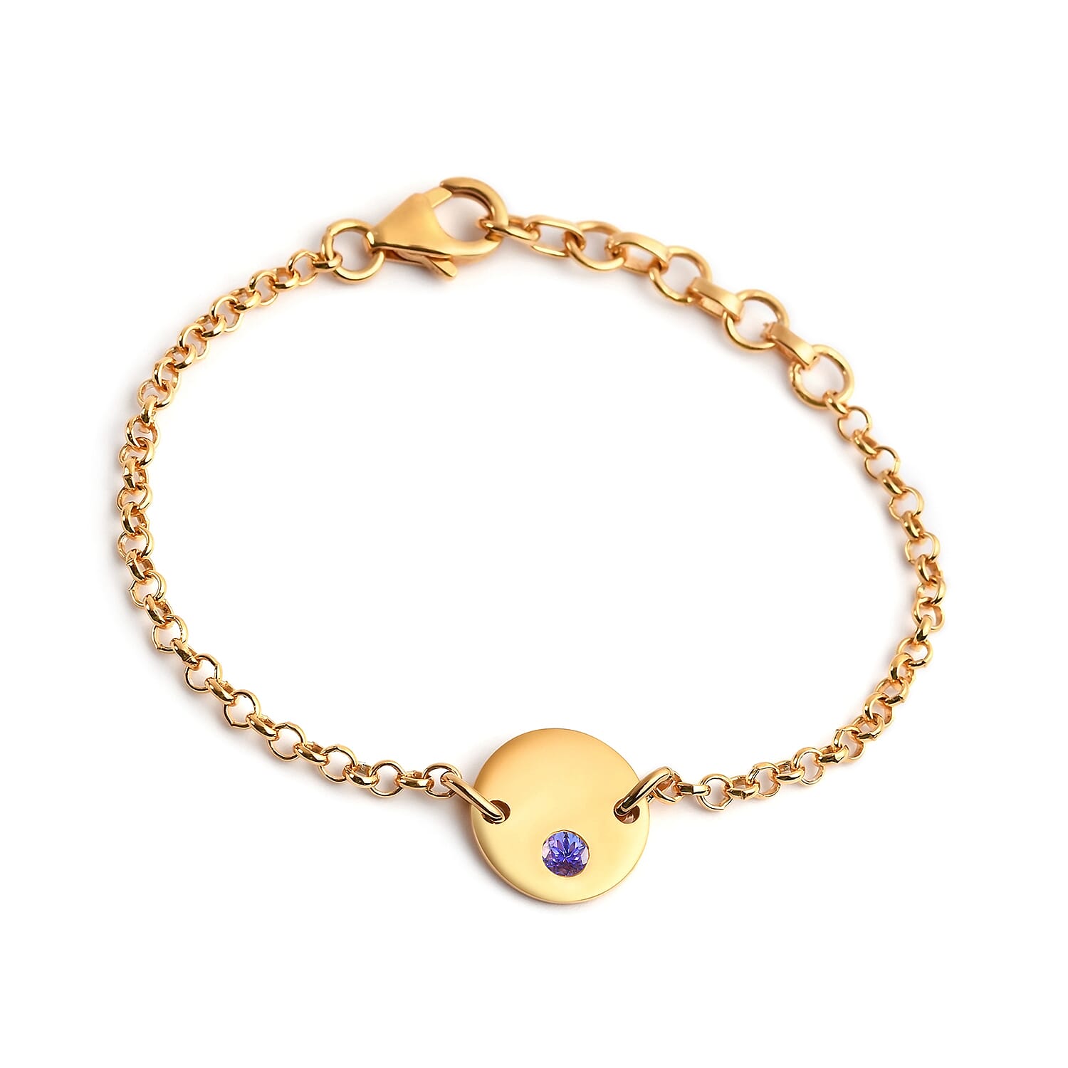 Tanzanite Bracelet (Size 5 with 1 inch Extender) with Lobster Clasp in 14K Gold Overlay Sterling Silver