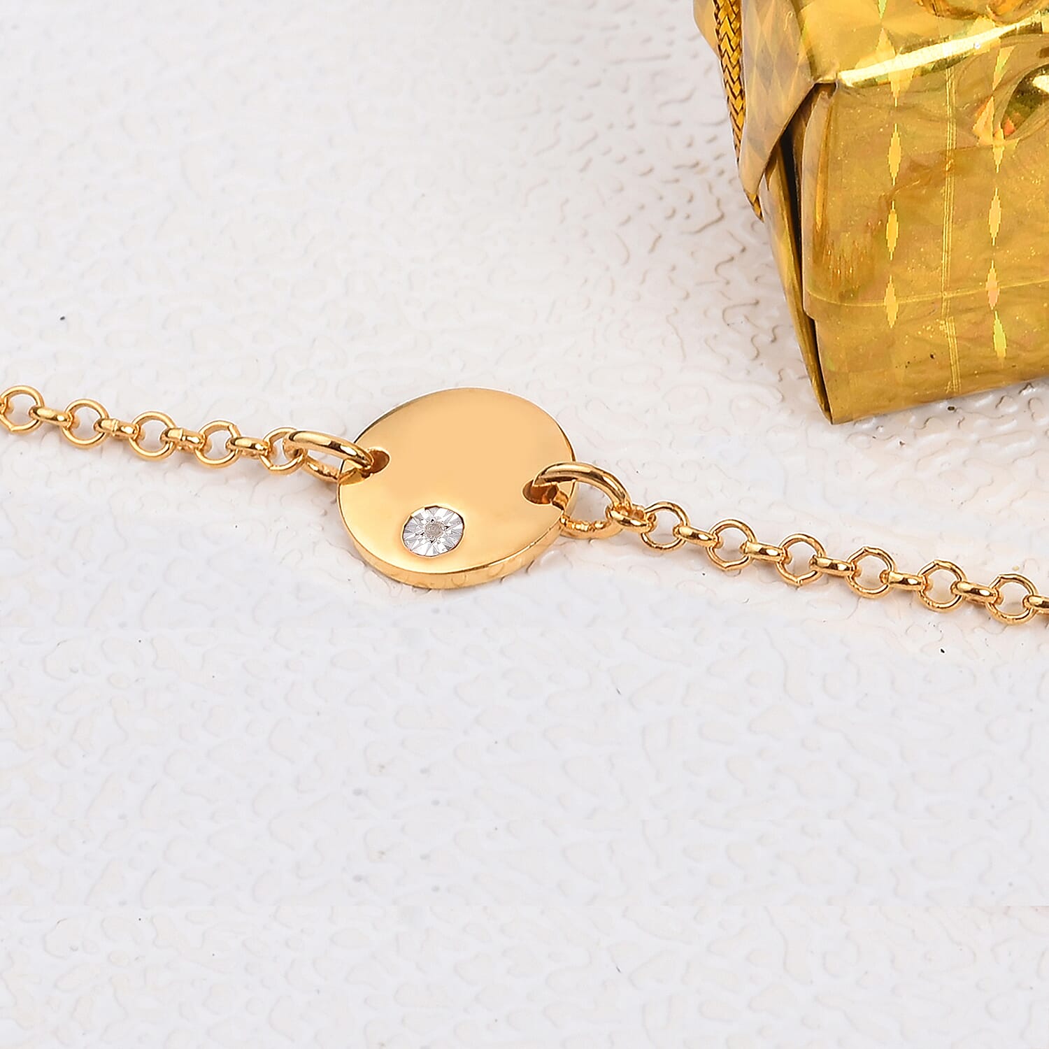 Diamond Bracelet (Size 5 with 1 inch Extender) in 14K Gold Overlay Sterling Silver