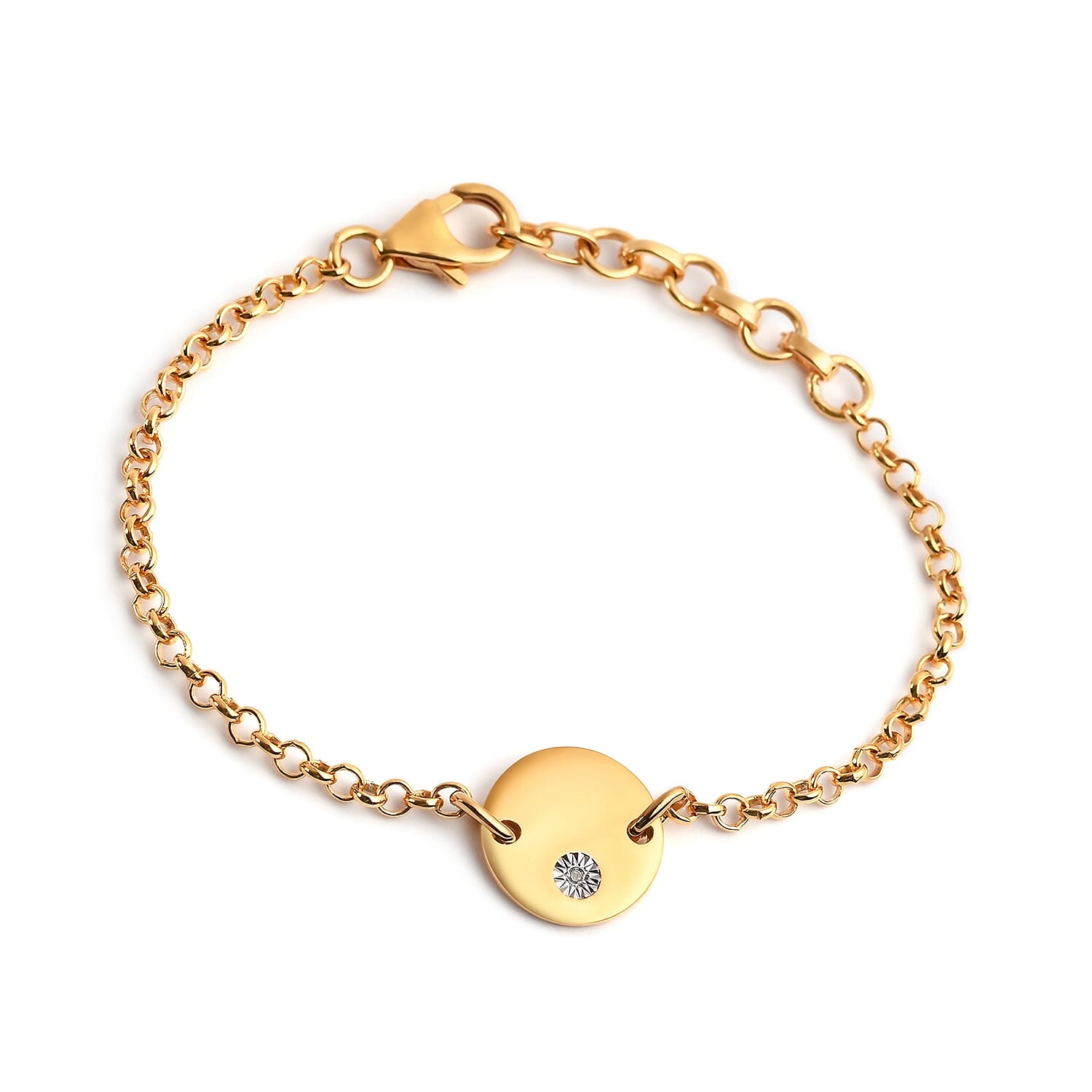 Diamond Bracelet (Size 5 with 1 inch Extender) in 14K Gold Overlay Sterling Silver