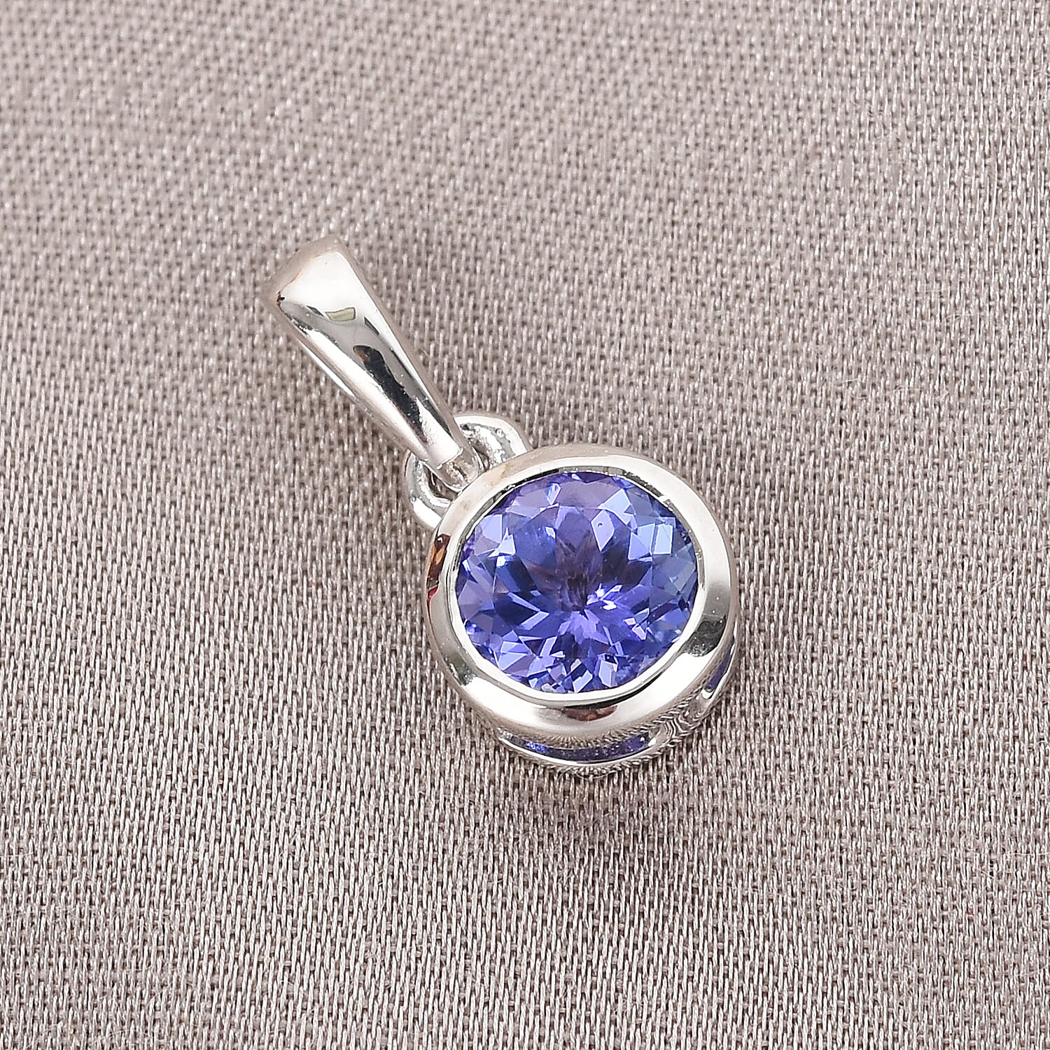 Tanzanite Pendant in Platinum Overlay Sterling Silver