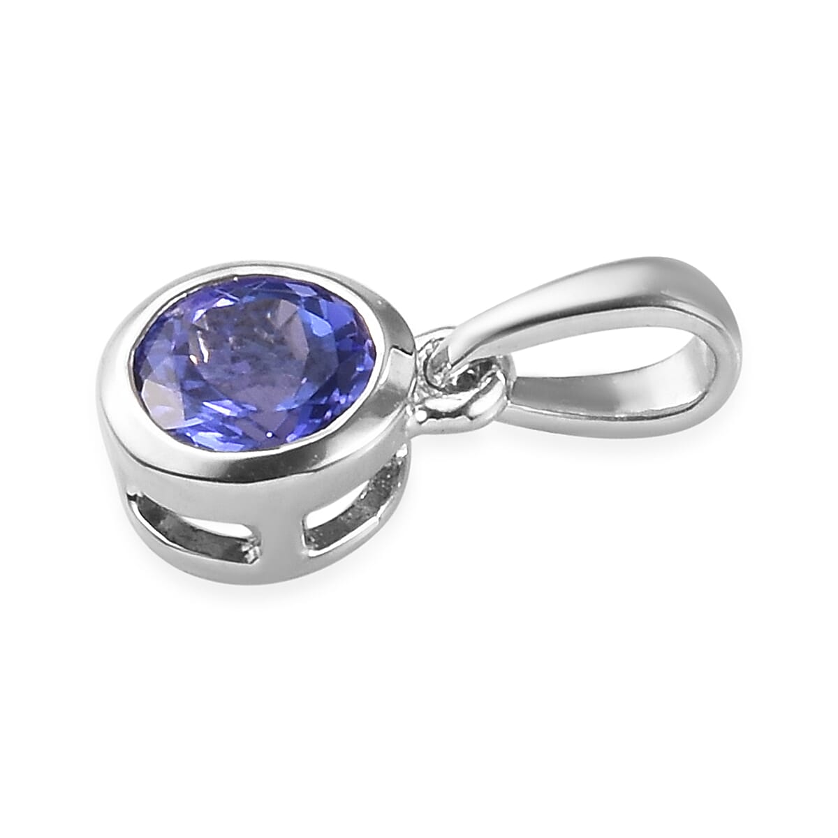 Tanzanite Pendant in Platinum Overlay Sterling Silver