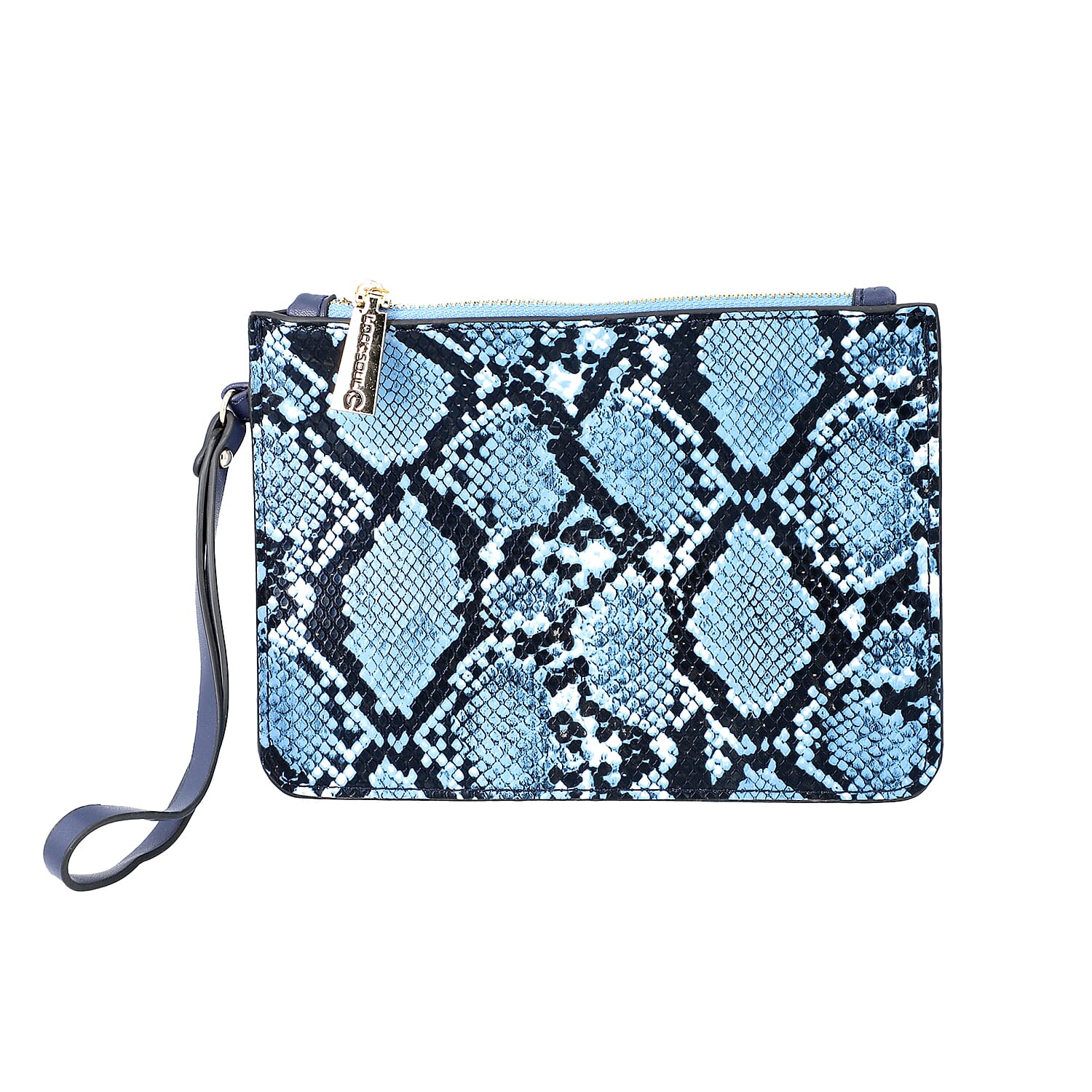 LOCK SOUL  Blue Snake Pattern Handbag with Detachable Shoulder Strap (38x16x30cm) - Dark Blue