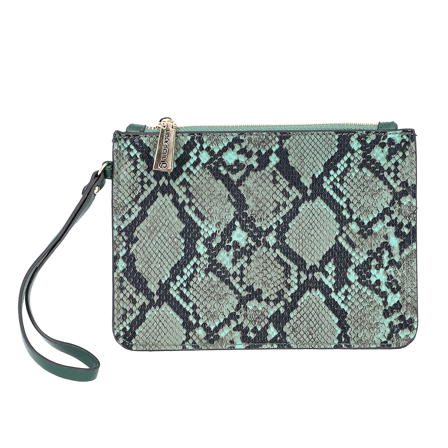 LOCK SOUL Snake Pattern Handbag with Detachable Shoulder Strap (38x16x30cm) - Dark Green