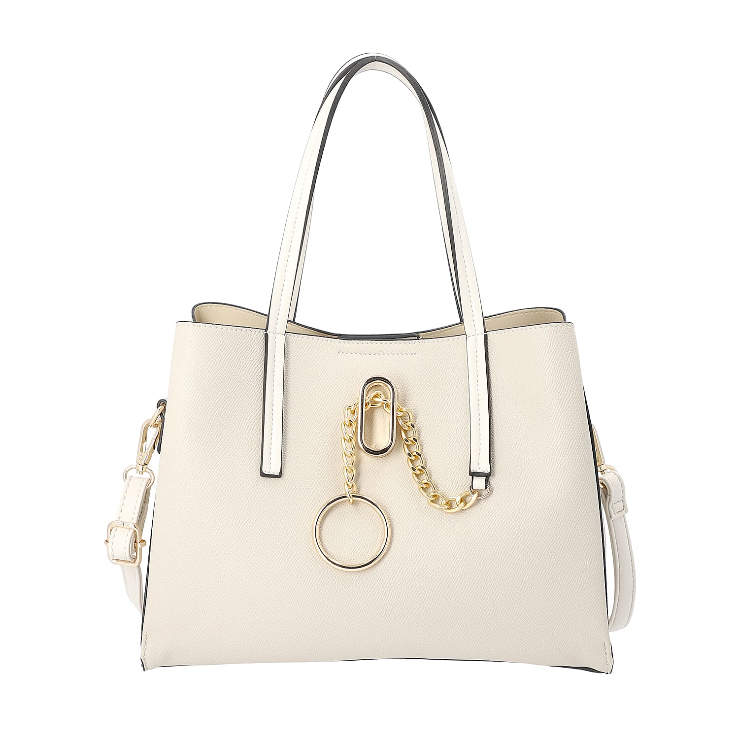 LOCK SOUL Light Grey Handbag with Detachable Shoulder Strap (31x13x23cm)