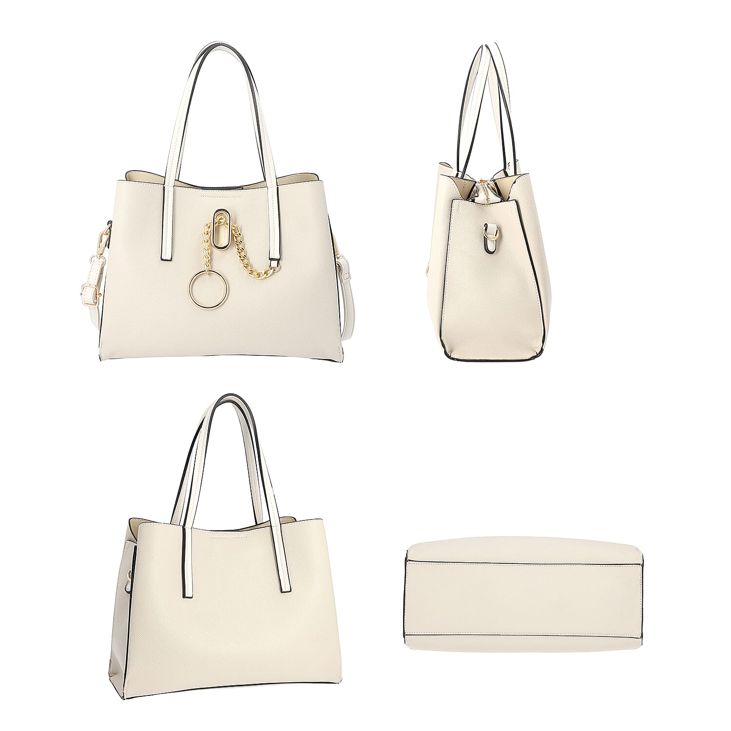 LOCK SOUL Light Grey Handbag with Detachable Shoulder Strap (31x13x23cm)