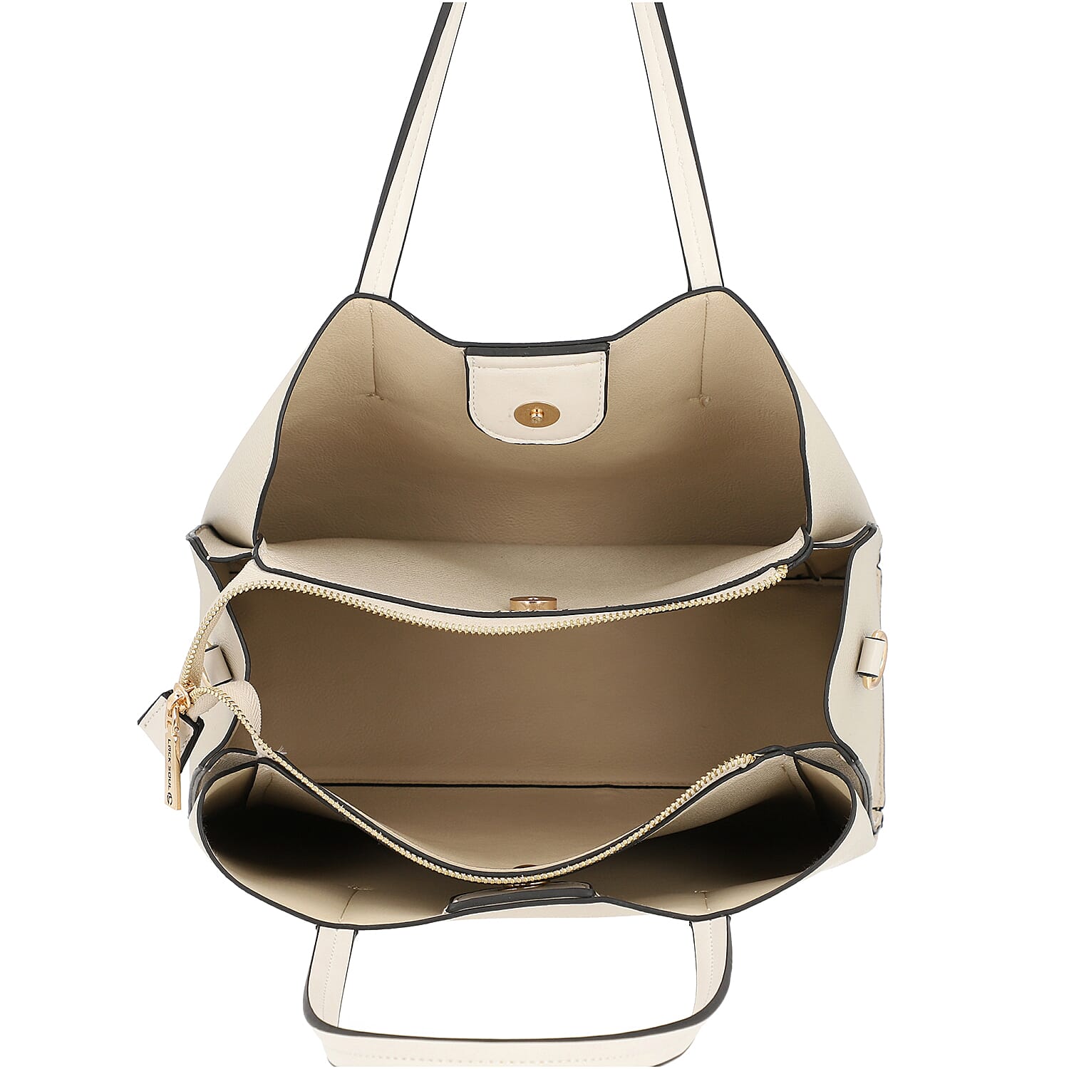 LOCK SOUL Light Grey Handbag with Detachable Shoulder Strap (31x13x23cm)