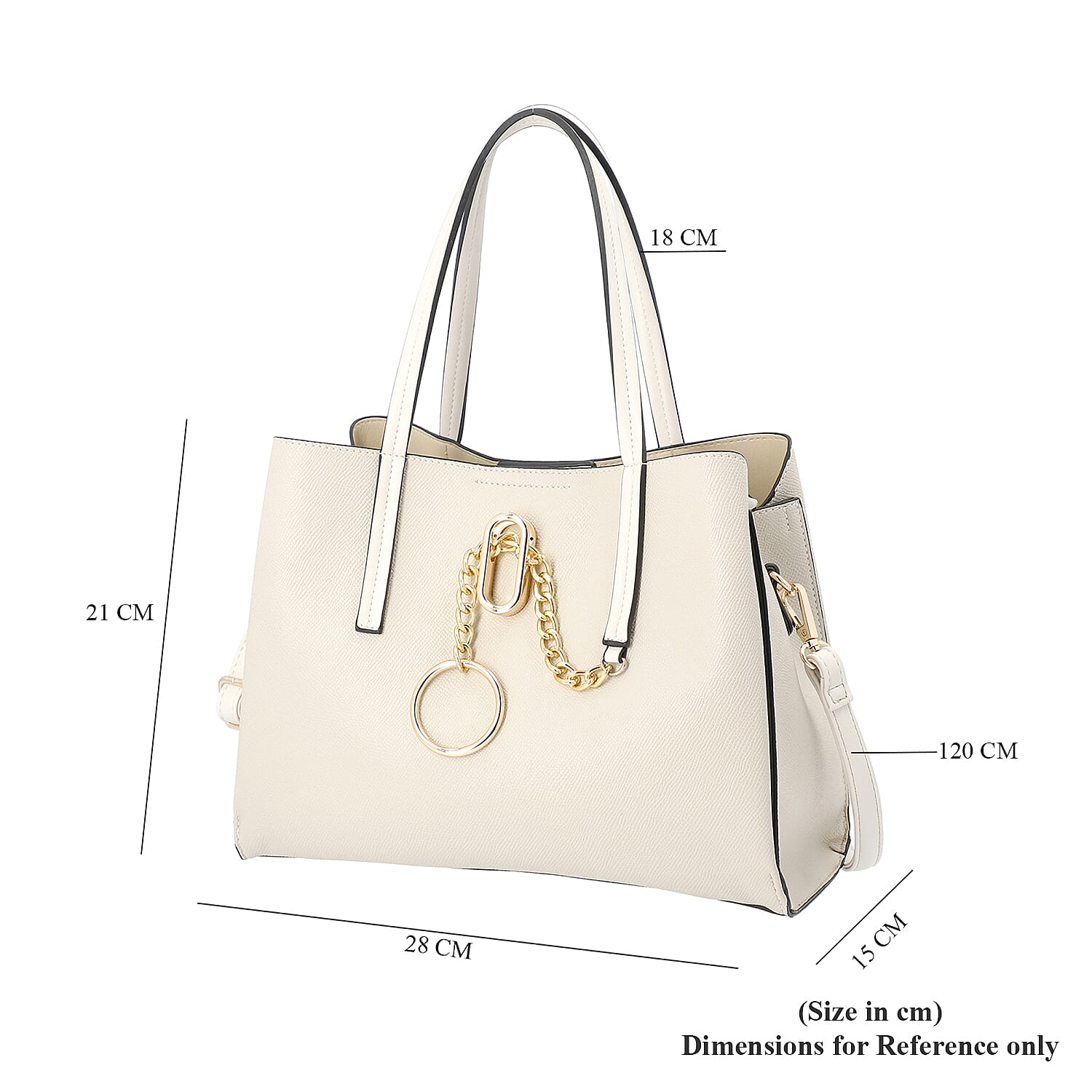 LOCK SOUL Light Grey Handbag with Detachable Shoulder Strap (31x13x23cm)