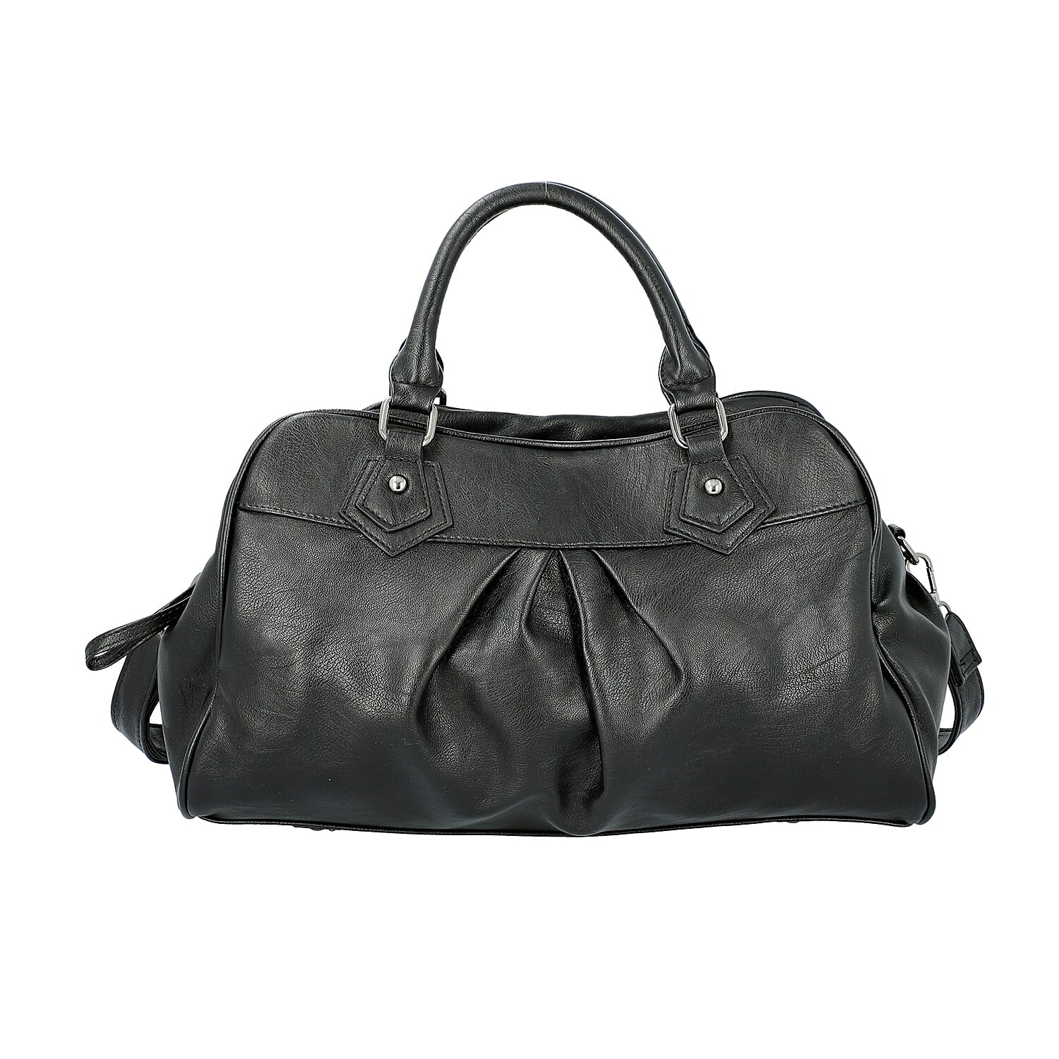 Super Soft Tote Handbag with Detachable Shoulder Strap and Zipper Closure (Size 39.5x13x23cm) - Black