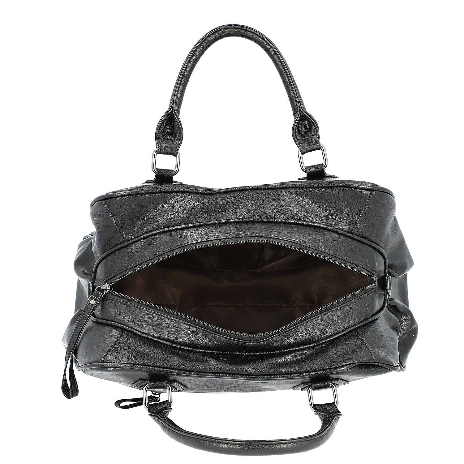 Super Soft Tote Handbag with Detachable Shoulder Strap and Zipper Closure (Size 39.5x13x23cm) - Black