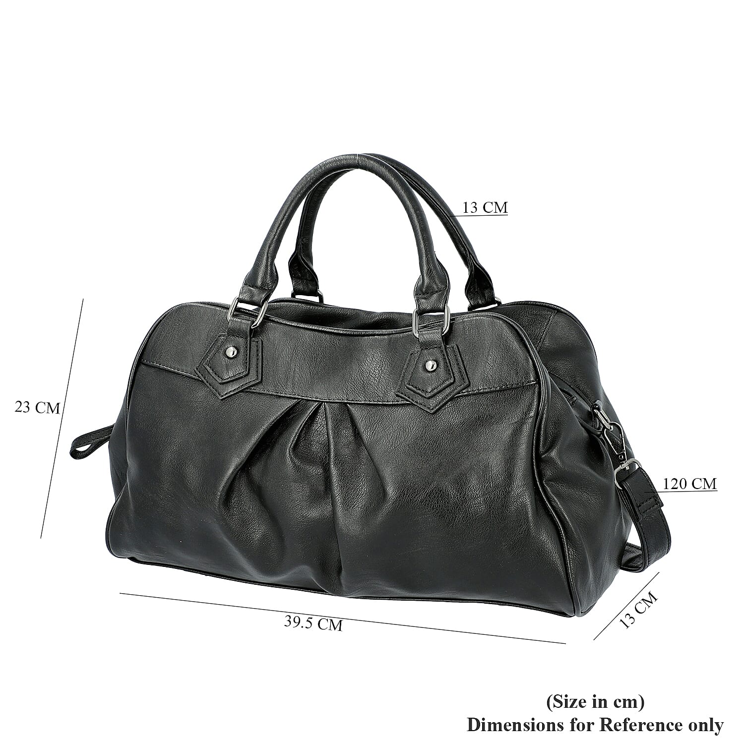 Super Soft Tote Handbag with Detachable Shoulder Strap and Zipper Closure (Size 39.5x13x23cm) - Black