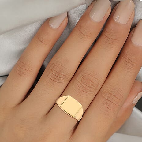 14K Gold Overlay Sterling Silver Square Signet Ring
