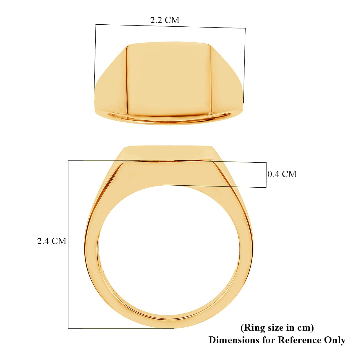 14K Gold Overlay Sterling Silver Square Signet Ring