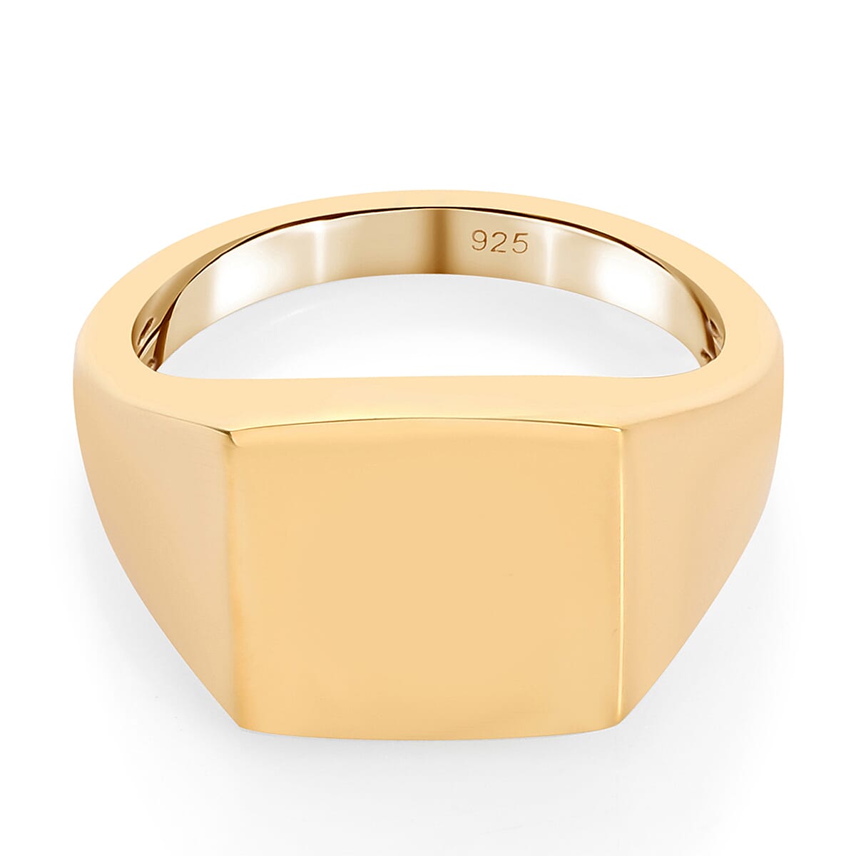 14K Gold Overlay Sterling Silver Square Signet Ring
