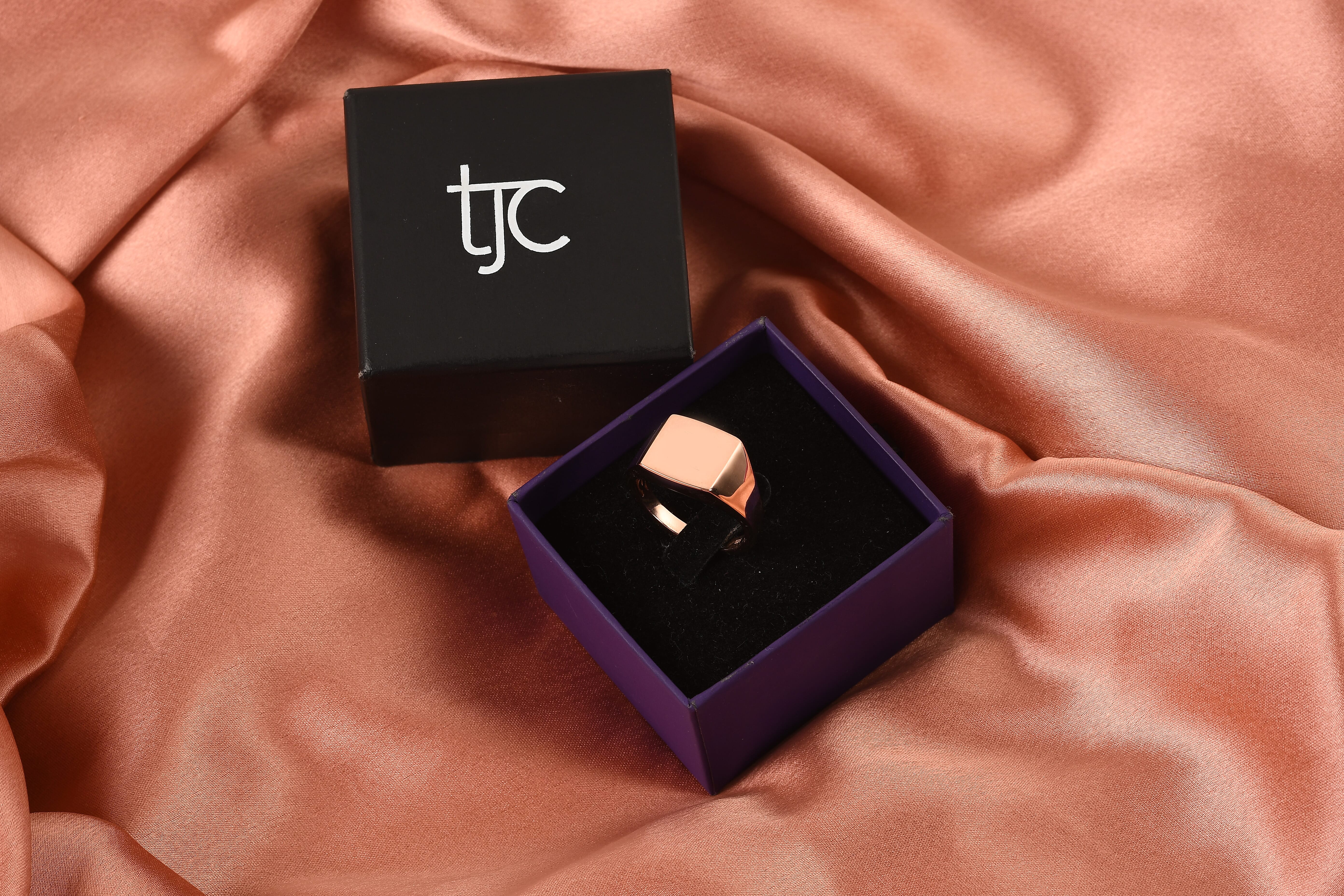14K Gold Overlay Sterling Silver Square Signet Ring