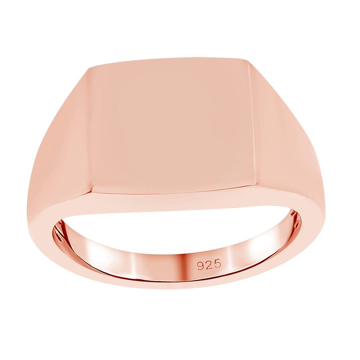 Rose Gold Overlay Sterling Silver Square Signet Ring, Silver wt. 5.50 Gms