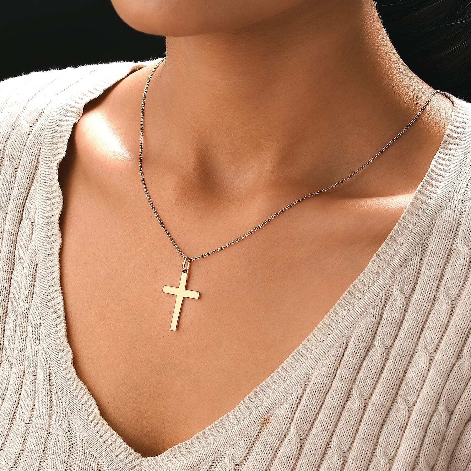 14K Gold Overlay Sterling Silver Cross Pendant