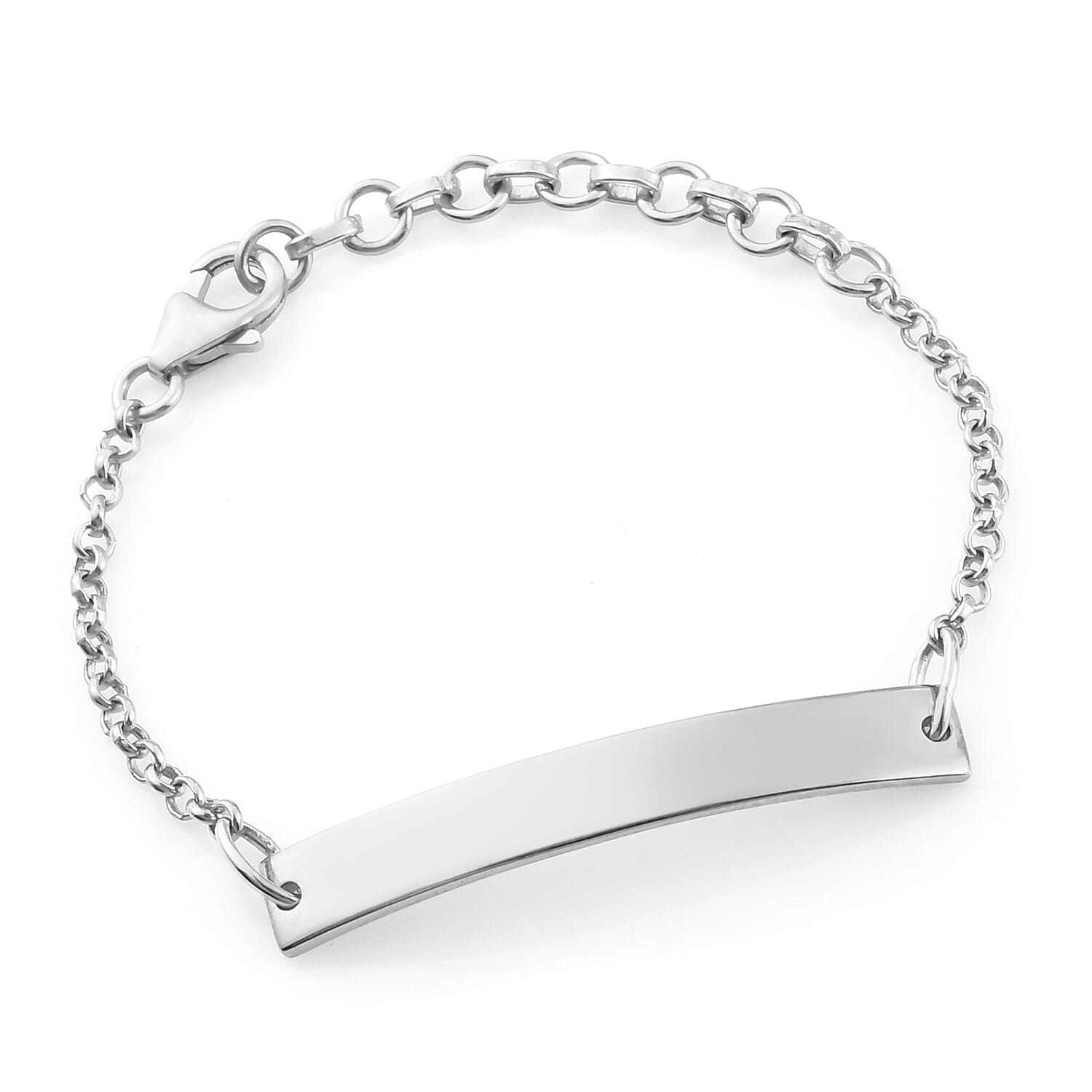 ID Tag Bracelet in Platinum Plated Sterling Silver 3628592 TJC