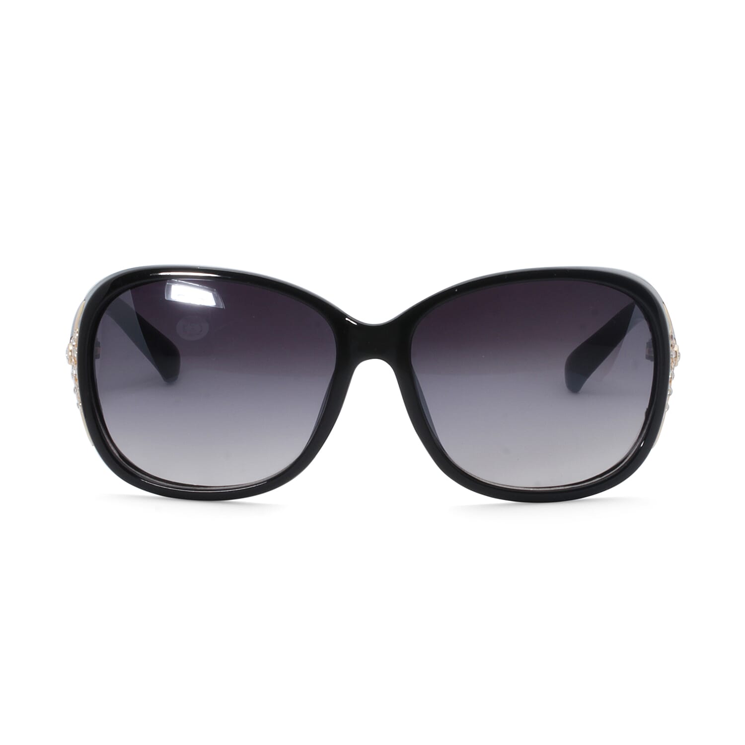 Designer Inspired Sunglasses - Black with Crystal