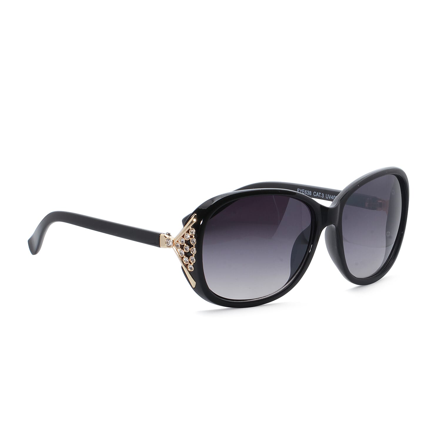Designer Inspired Sunglasses - Black with Crystal