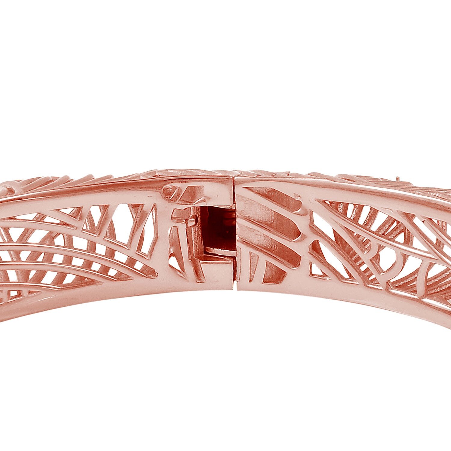 Isabella Liu Sea Rhyme Collection - White Austrian Crystal Bangle (Size 7) in Rose Gold Overlay Sterling Silver, Silver wt 59.90 Gms