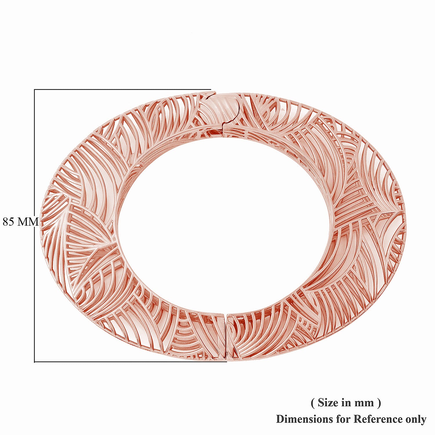 Isabella Liu Sea Rhyme Collection - White Austrian Crystal Bangle (Size 7) in Rose Gold Overlay Sterling Silver, Silver wt 59.90 Gms