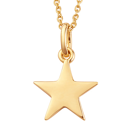 14K Gold Overlay Sterling Silver Star Pendant With Chain (Size 18)