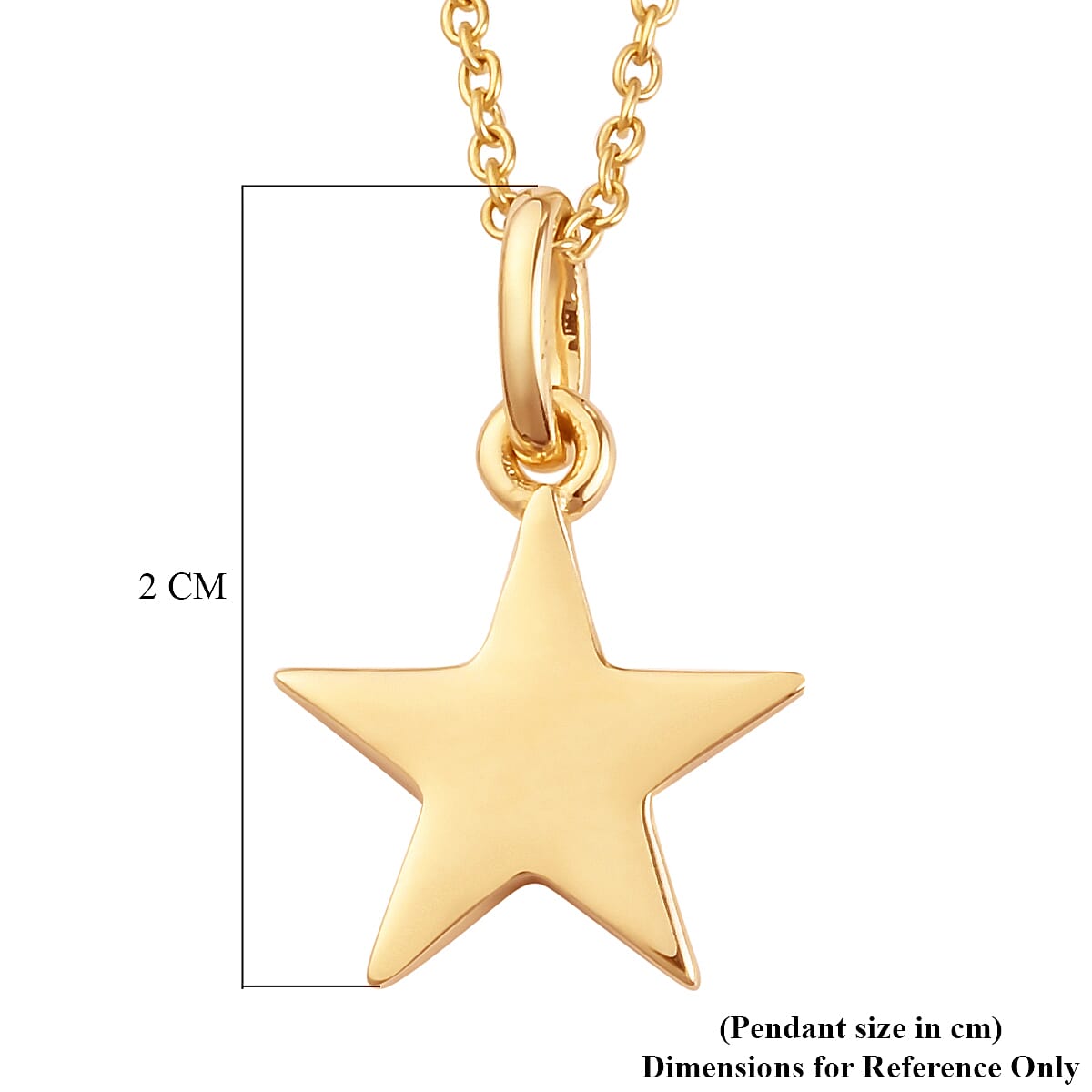 14K Gold Overlay Sterling Silver Star Pendant With Chain (Size 18)