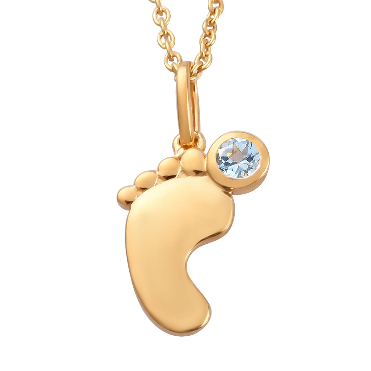 Aquamarine Pendant with Chain  Sterling Silver 0.10 ct  0.100  Ct.