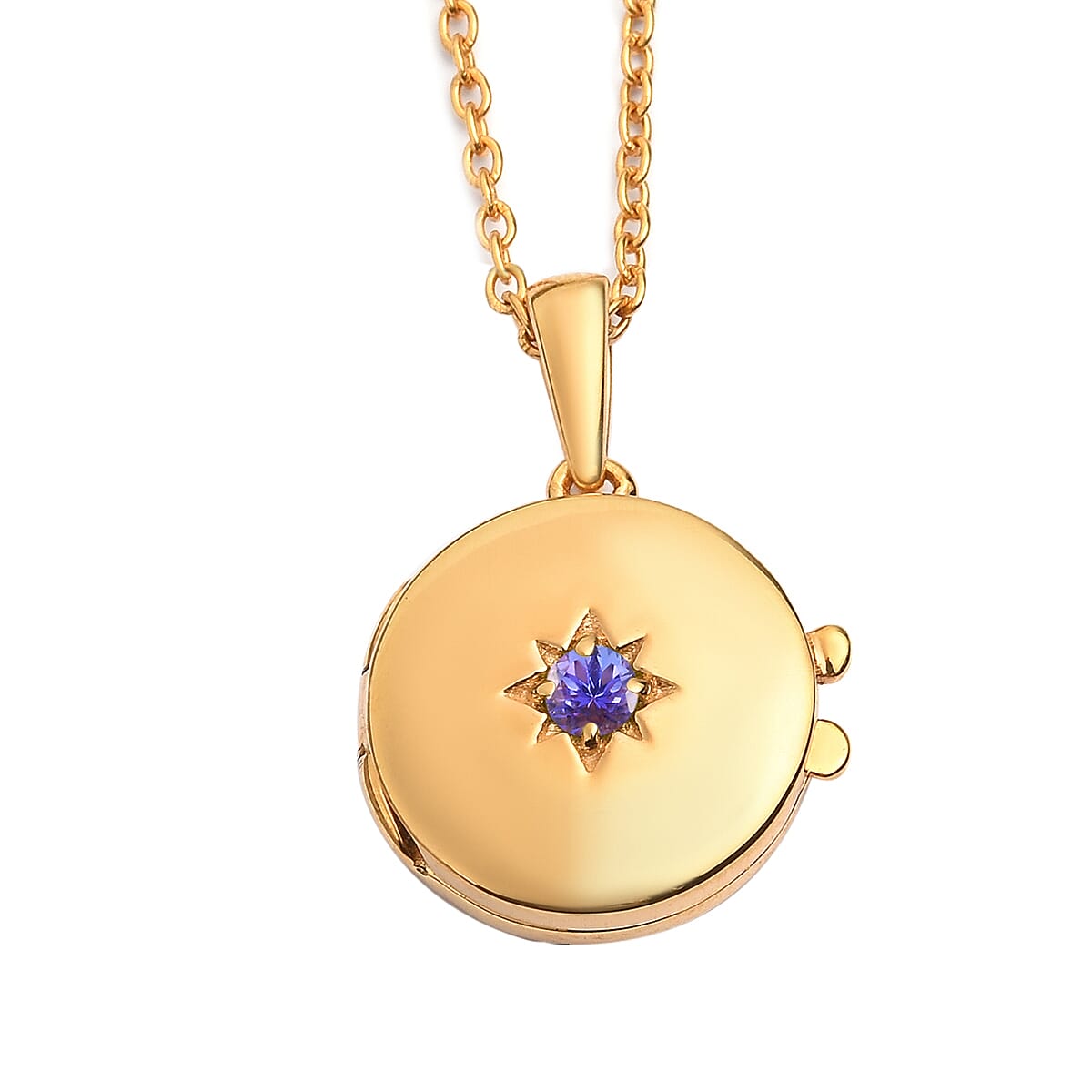 Tanzanite (0.09 Ct) 14K Gold Overlay Sterling Silver Pendant With Chain  0.085  Ct.