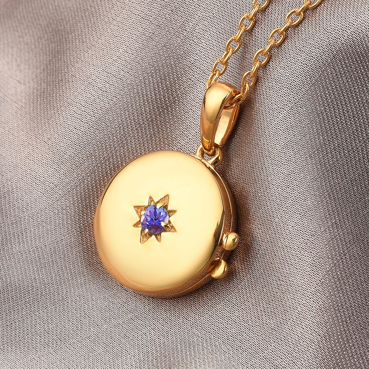 Tanzanite (0.09 Ct) 14K Gold Overlay Sterling Silver Pendant With Chain  0.085  Ct.